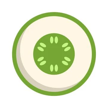 Green cucumber or kiwi fruit slice icon Stock Illustration