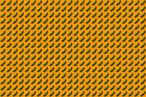 Green cucumber pattern on orange background pop art design Stock Illustration