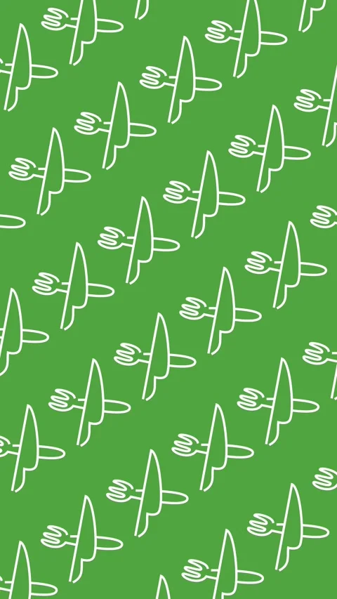 Green culinary seamless pattern with fork and knife doodles in an abstract verti Stock Footage 331553703