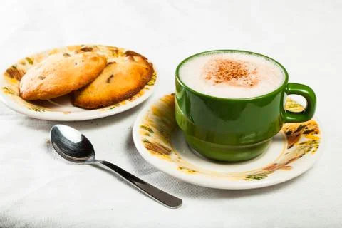 Green cup with chocolate Stock Photos