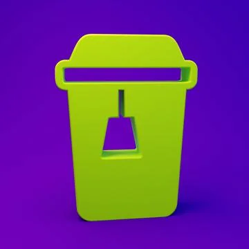 Green Cup of tea icon isolated on purple-blue background. Minimalism concep.. Stock Illustration