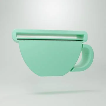 Green Cup of tea icon isolated on grey background. Minimalism concept. 3D r.. Illustrazione stock