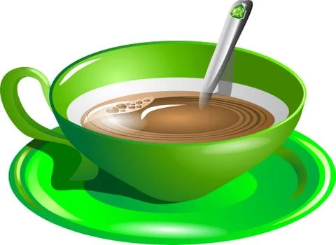 Green cup with tea Stock Illustration