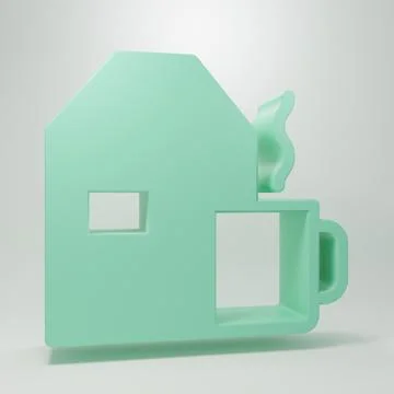 Green Cup of tea with milk icon isolated on grey background. Minimalism con.. Illustrazione stock