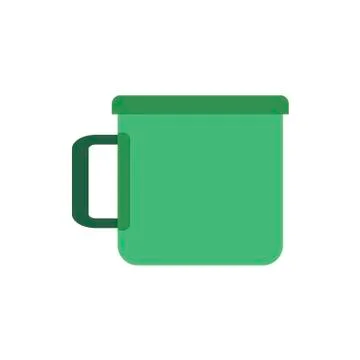 Green cup on white background. Vector illustration in trendy flat style. EPS 10. Stock Illustration