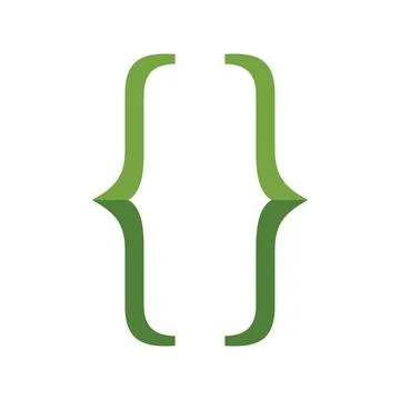 Green curly brackets programming code symbol on white background 스톡 일러스트