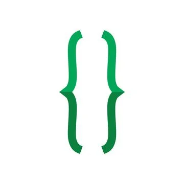 Green curly brackets programming code symbol reflecting Stockillustratie