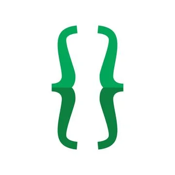 Green curly brackets reflecting on white background Stock-Illustration