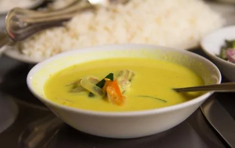Green curry with rice. Stock Photos
