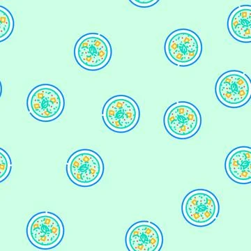 Green curry thai cuisine vector seamless pattern Stock Illustration