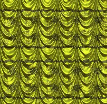Green curtain with pattern イラスト素材