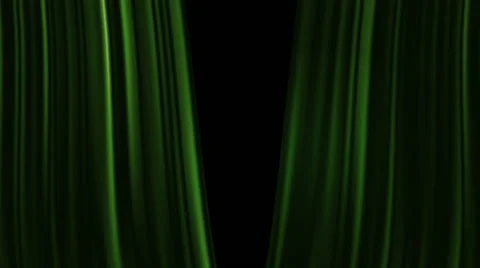 Green Curtains Open with Spotlights plus Alpha Luma Matte. Stock-Footage 52508386