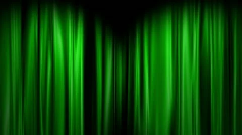 Green Curtains open, white background Stock Footage 12631611