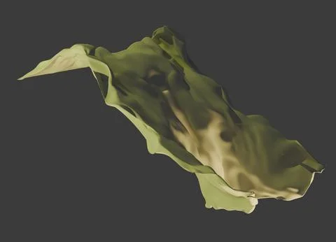 Green curved material on dark background, abstract 3d shape Stock Illustration