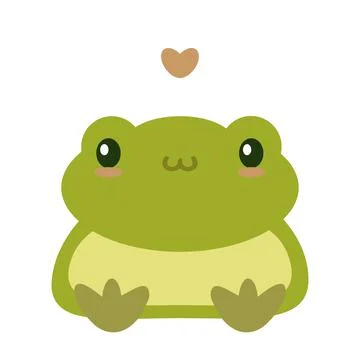 Green cute frog hand draw vector illustration. Smiling siting childish toad Stockillustratie
