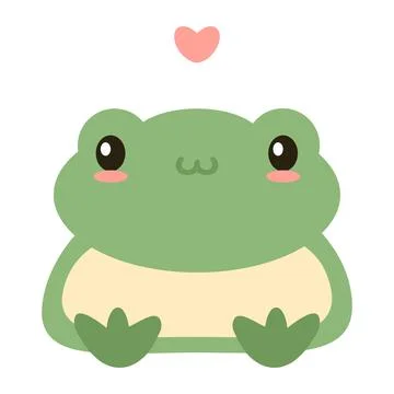 Green cute frog hand draw vector illustration. Smiling siting childish toad Illustrazione stock