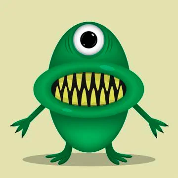 Green cute monster Stock Illustration