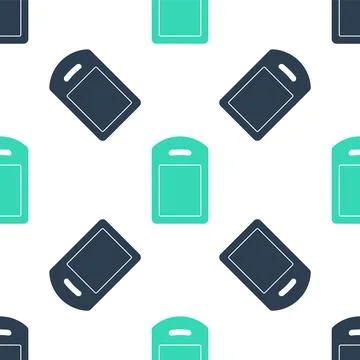 Green Cutting board icon isolated seamless pattern on white background. Chopping Stock Illustration