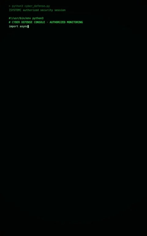 Green cyber defense code on black vertical screen Stock Footage 343802306