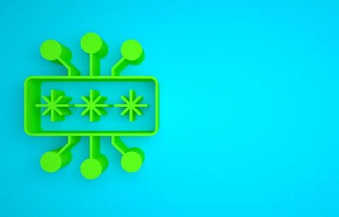 Green Cyber security icon isolated on blue background. Closed padlock on digital イラスト素材