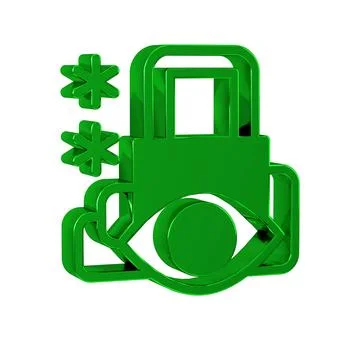 Green Cyber security icon isolated on transparent background. Closed padloc.. Illustrazione stock