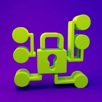 Green Cyber security icon isolated on purple-blue background. Closed padloc.. イラスト素材