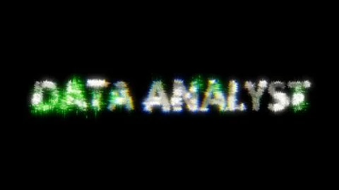 Green cybernetic text DATA ANALYST with noise distortion Stock Illustration