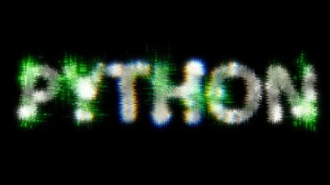 Green cybernetic text PYTHON with noise distortion 库存插图