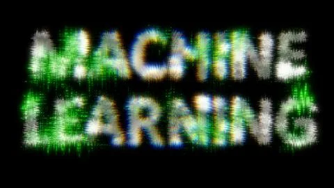 Green cybernetical text MACHINE LEARNING with noise distortion Stock Illustration