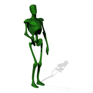 Green cyborg stand Stock Illustration