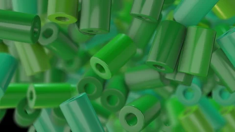 Green Cylinders Transition Stock Footage 100535628