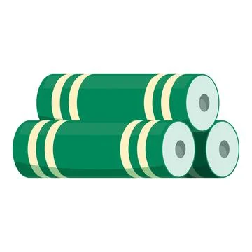 Green cylindrical objects stacked on white background Stock Illustration