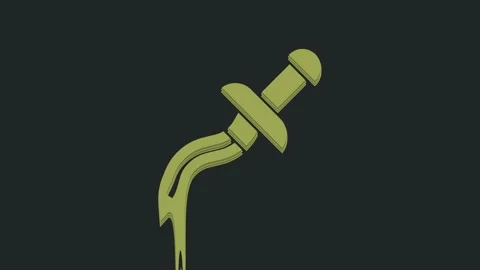 Green Dagger icon isolated on black background. Knife icon. Sword with sharp Stock Footage 235527379