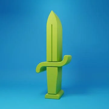 Green Dagger icon isolated on blue background. Knife icon. Sword with sharp.. Stock Illustration
