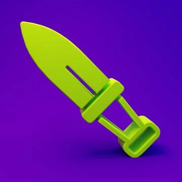 Green Dagger icon isolated on purple-blue background. Knife icon. Sword wit.. Stock Illustration