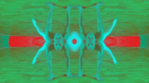 Green Dance With Mirrored Colored Effects For Clip Or For Music Clip Stock Footage 82480089