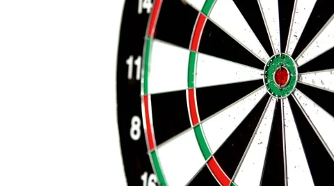 Green dart missing the bullseye on white background Stock Footage 41023098