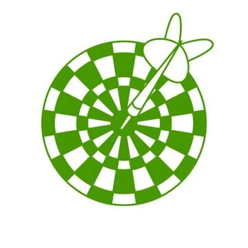 Green darts board vector illustration isolated on white background. Stock Illustration