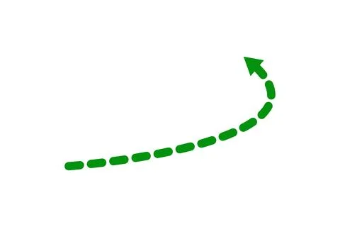 Green dashed curved arrow pointing up and to the right showing growth Stock Illustration