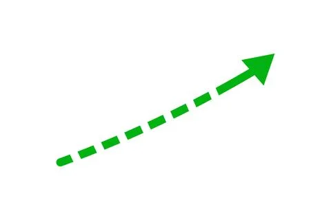 Green dashed diagonal arrow pointing up and to the right showing growth Stock Illustration