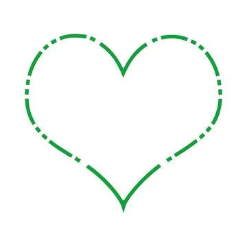 Green Dashed Heart Line Frame イラスト素材