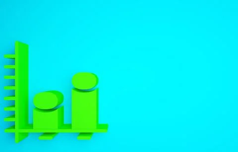 Green Data analysis icon isolated on blue background. Minimalism concept. 3d  Illustrazione stock