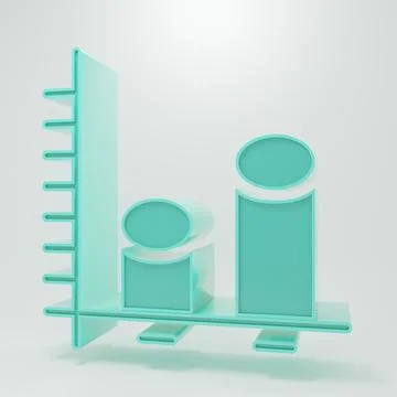 Green Data analysis icon isolated on grey background. Minimalism concept. 3.. Stock Illustration