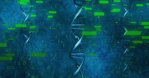 Green data blocks sliding causing binary code drifting helices rotating Stock Footage 310661555