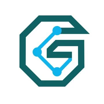 Green Data Center Network Technology Geometric Logo Icon 스톡 일러스트