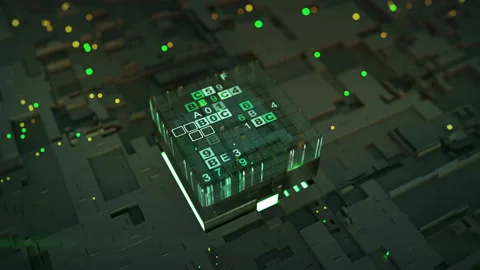 Green data encoding process seamless loop 3D render animation Stock Footage 113152658