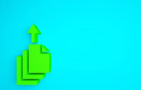 Green Data export icon isolated on blue background. Minimalism concept. 3d il Stock Illustration