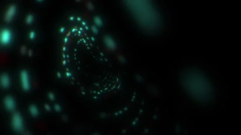 Green Data Flow Particles with Shallow DOF Creating Glowing Inverted Stock Footage 331211907