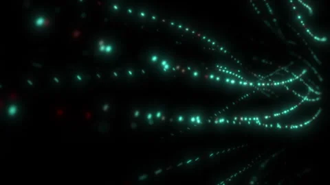 Green Data Flow Tenticle Particles Glowing on Black Background Weaving Stock Footage 331275581