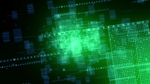 Green Data Fly Through Stock Footage 34315344